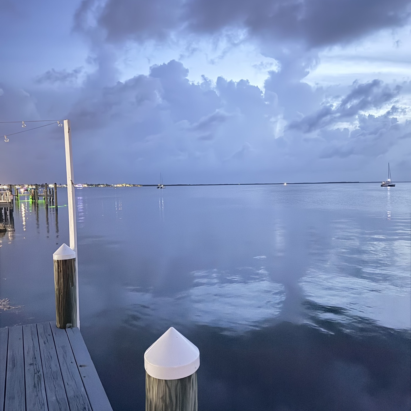 Calm evening water off the dock at Key Largo